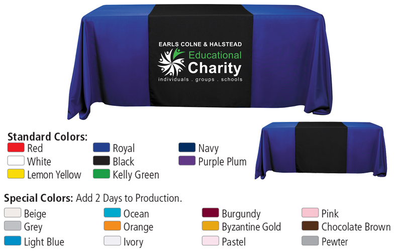 90" L Table Runners (Spot Color Print) / Accommodates 3’ Table and Largerrint) / Fit 6 or 8 Foot Table